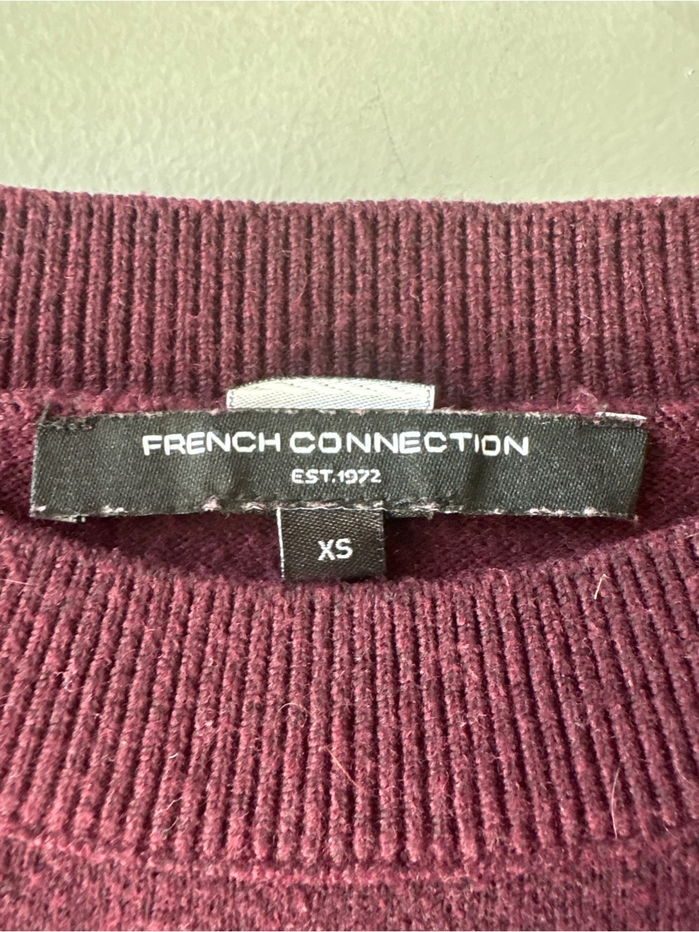French Connection Burgundy Cropped Knit Sweater XS - Picture 3 of 5